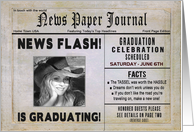 Graduation Party Invitation, News Paper Journal, Photo & Date Insert card