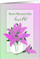 Mother’s Day, Secret Pal, Lilacs in Vase, Blank, Dreamy Flowers card