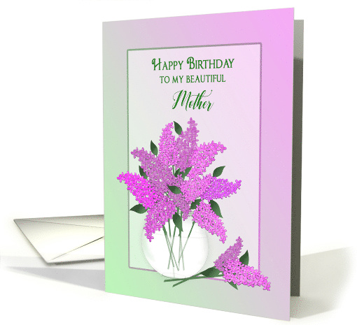 Birthday, MY Mother, Lilacs in Vase, Blank, Dreamy Flowers card