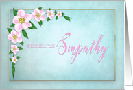 Sympathy, Pink Apple blossoms on Blue card