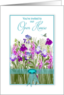 Open House, Invitation, Garden of Flowers,Ribbon card