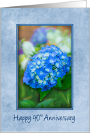 40th Anniversary Blue Hydrangea with 3D Effect and Soft Blue Frame card