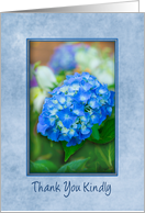 Thank You Blue Hydrangea with 3D Effect within Soft Blue Frame, Blank card