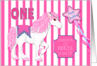 1st Birthday, Congratulations, Princess Style,Horse, Pink card
