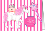 Birth Announcement, Baby Girl, Princess Style,Horse, Pink card