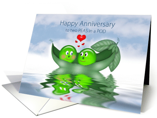 Anniversary, Two Peas in a Pod in Love Floating on Water, Humor card