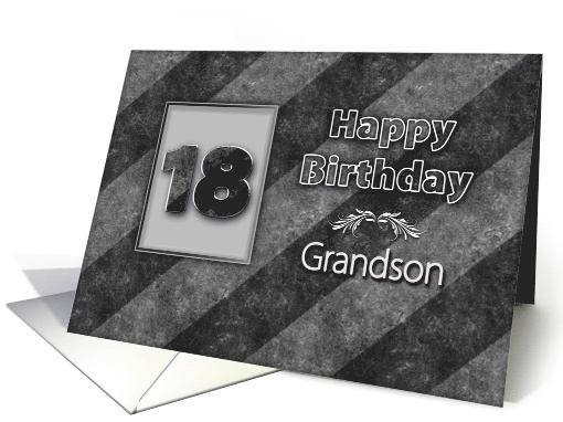 Birthday, 18th, Grandson, Classy with Hint of Grunge Gray Stripes card