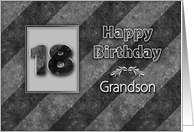 Birthday, 18th, Grandson, Classy with Hint of Grunge Gray Stripes card