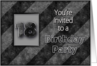 Birthday,Party Invitation, 18th, Hint of Grunge on Shades Gray Stripes card