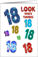 18th Birthday Party Invitation, Large Grahic Numbers in Colors card
