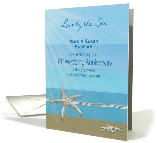 10th Wedding Anniversary Invitation, Love by the Sea,... (1535386)