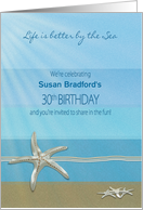 30th Birthday Invitation, Life better by the Sea, Starfish, Name card