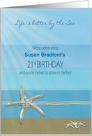 21st Birthday Invitation, Life better by the Sea, Starfish, Name card