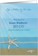 Birthday Invitation, Life better by the Sea, Starfish, Name card