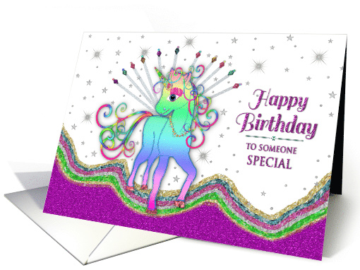 Birthday, Someone special, Unicorn in Rainbow Colors for Children card