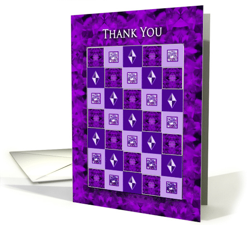Thank You, Purple Squares Pattern/Faux Gems, Blank card (1539084)