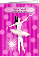 Girl’s Birthday Party Invitation, Ballerina on Pink card