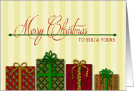 Christmas,You & Yours, Decorated Presents with Bows card