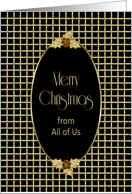 Christmas, Black with Gold Grid and Oval, from All of Us card