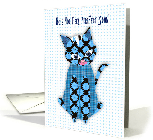 Get Well, Blue Print Kitty Cat, Assorted Patterns card (1541880)