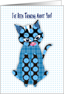 Thinking of You, Blue Print Kitty Cat, Assorted Patterns card