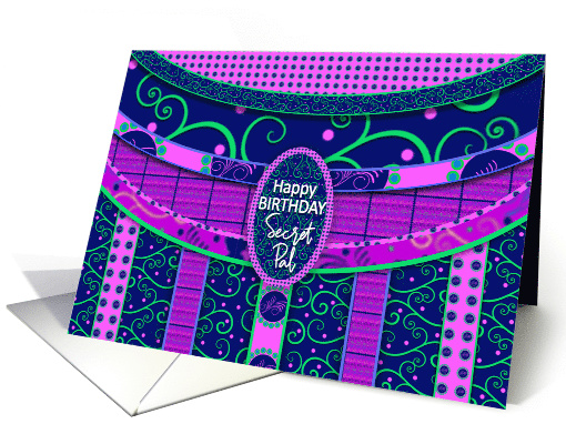 Birthday, Secret Pal, Purple/Navy Patterns card (1541940)