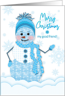 Christmas, Friend, Snowman in Assortment of Blue Patterns card