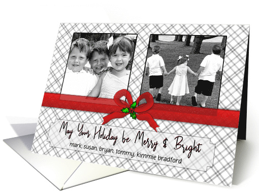Happy Holidays, Shades of Gray and Patterns, Insert Photos, Names card
