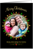 Christmas,Circle Photo Insert, Faux Jewels in Red, Gold, Green Our Home to Yours card