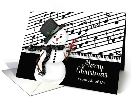 Christmas,From All of Us, Music, Snowman, Business card (1546272)