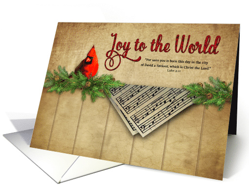 Christmas, Red Cardinal, Joy to the World, Christian card (1546624)