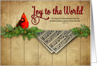 Christmas, Red Cardinal, Joy to the World, Christian card