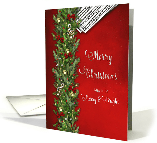 Christmas, Music Notes Music, Pine Branches Decorated card (1547596)