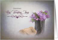Renewing Wedding Vows Invitation, Country Western Boots with Flowers card