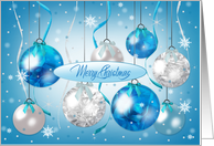Christmas, Fancy Blue and White Ornaments with Snowflakes card
