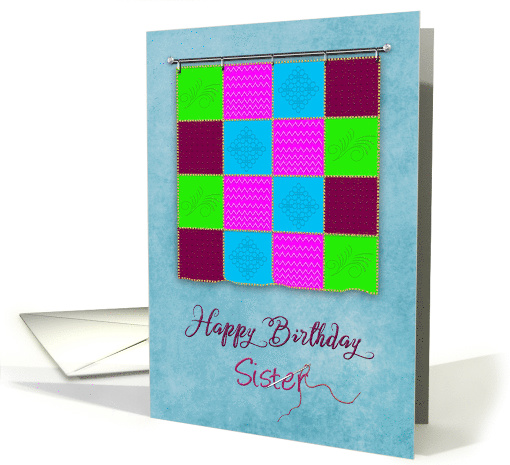 Birthday, Sister, Wall Hanging Patchwork Quilt, Colorful card