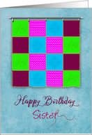 Birthday, Sister, Wall Hanging Patchwork Quilt, Colorful card