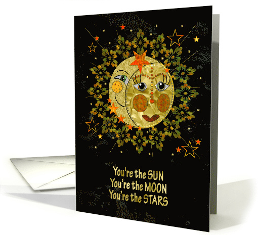 Romantic, You're the Sun, Moon and Stars to me, Abstract Sun/Moon card