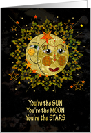 Romantic, You’re the Sun, Moon and Stars to me, Abstract Sun/Moon card