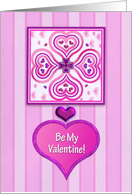 Valentine’s Day, Be My Valentine, Shades of Pink and Purple Hearts card