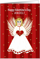 Valentine’s Day, Angel, Child Angel Holding Heart,Girl card