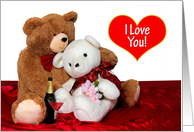 Valentine’s Day, Couple of Stuffed Bears, Heart with I Love You card
