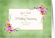50th Wedding Anniversary Invitation, Fresh Garden Flowers,Name Insert card