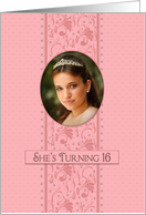 Birthday,16,Invitation for Her, Pretty Pink & Feminine, Photo Insert card