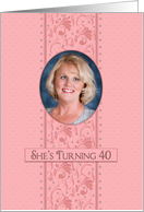 Birthday,Invitation, Her 40th, Pretty Pink & Feminine, Photo Insert card