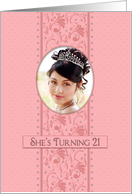 Birthday,Invitation, Her 21st, Pretty Pink & Feminine, Photo Insert card