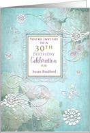 Birthday 30th, Party Invitation, Elegance/Flowers/Butterflies, Name card