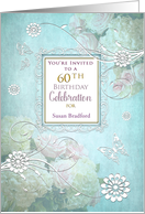 Birthday 60th, Party Invitation, Elegance/Flowers/Butterflies, Name card