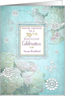 Birthday 70th, Party Invitation, Elegance/Flowers/Butterflies, Name card