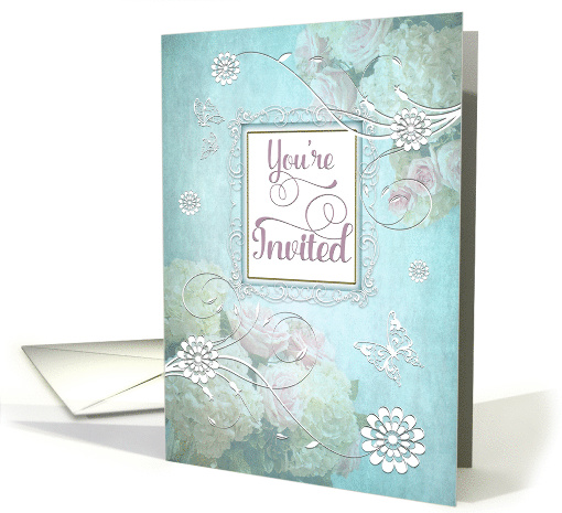 You're Invited, Party, Celebration, Elegance/Flowers/Butterflies, card
